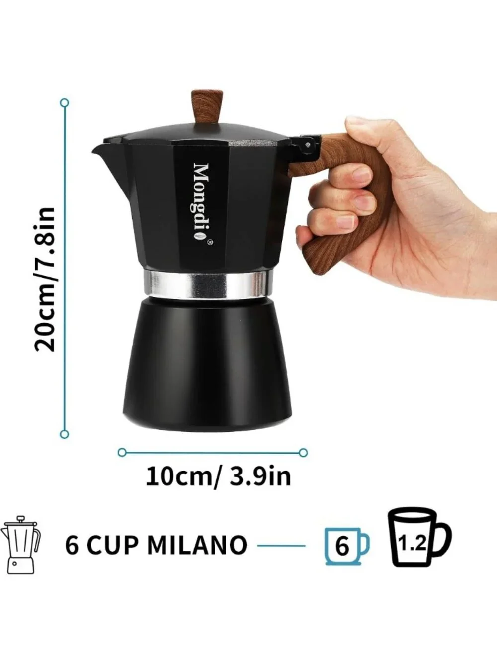Stovetop Espresso Maker Moka Pot - 6 Cup Cuban Coffee Brewer, Italian Percolator
